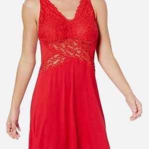 INC International Concepts Intimates Red Lace Night Chemise Gown Size Medium